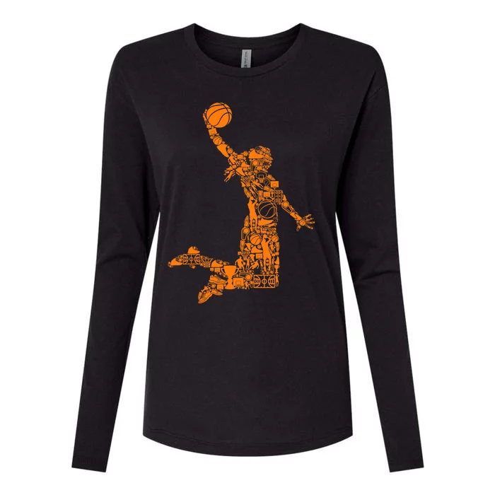 Basketball Girl Womens Cotton Relaxed Long Sleeve T-Shirt