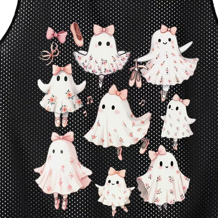 Ballet Ghost Ballet Dancer Spooky Dance Teacher Halloween Mesh Reversible Basketball Jersey Tank