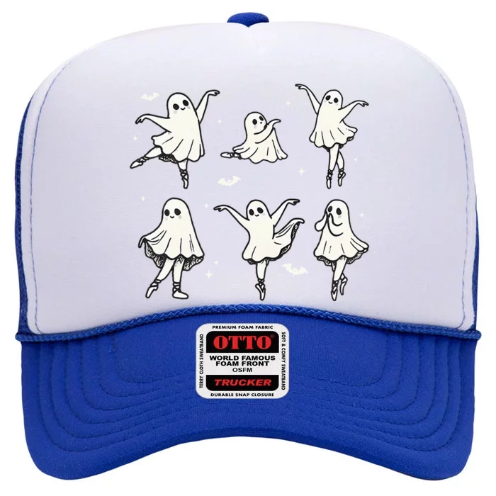 Ballet Ghost Ballet Dancer Spooky Dance Halloween High Crown Mesh Trucker Hat