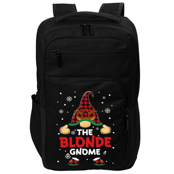 Blonde Gnome Buffalo Plaid Matching Family Christmas Pajama Impact Tech Backpack