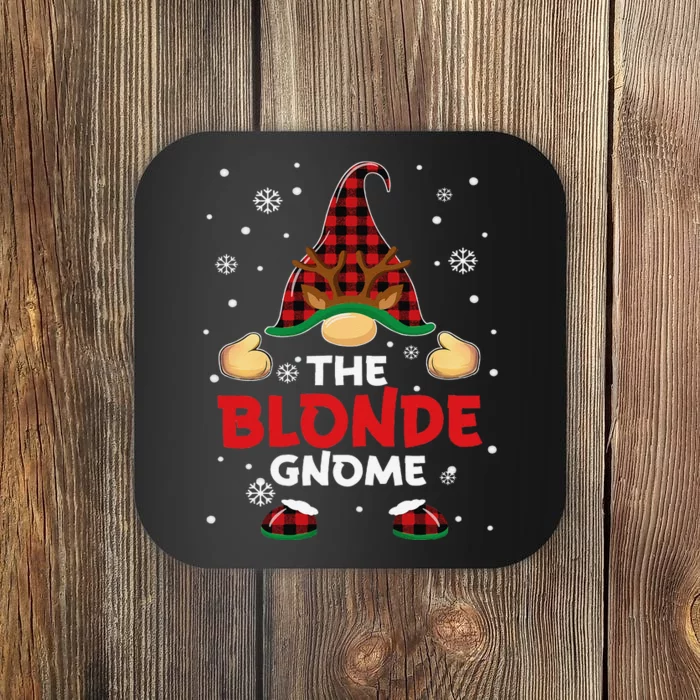 Blonde Gnome Buffalo Plaid Matching Family Christmas Pajama Coaster