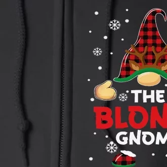 Blonde Gnome Buffalo Plaid Matching Family Christmas Pajama Full Zip Hoodie