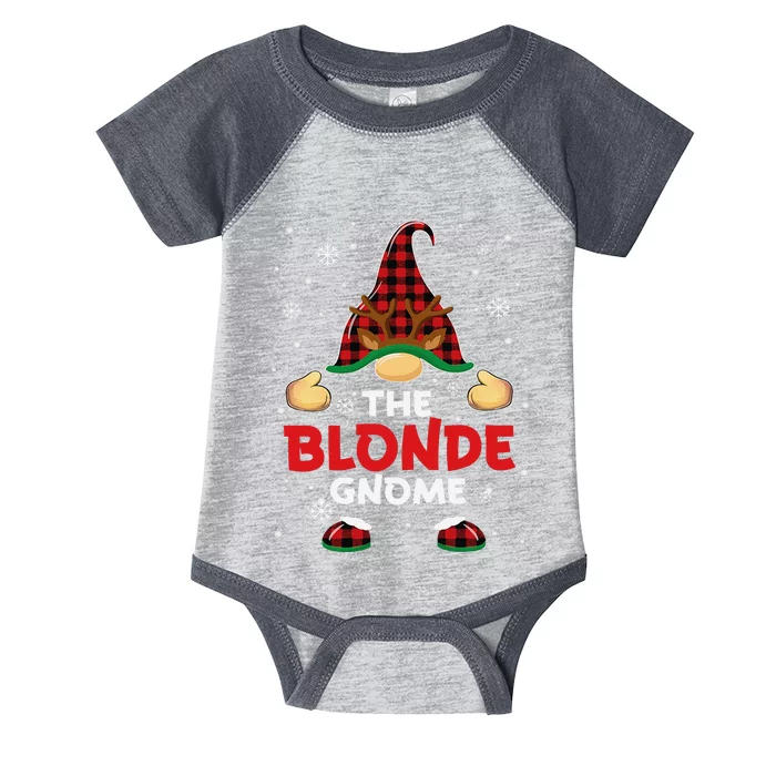 Blonde Gnome Buffalo Plaid Matching Family Christmas Pajama Infant Baby Jersey Bodysuit