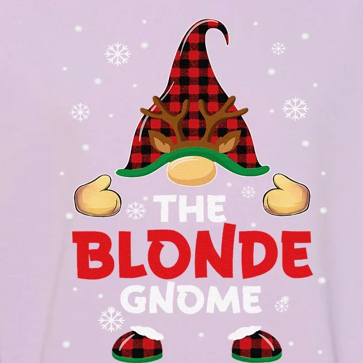 Blonde Gnome Buffalo Plaid Matching Family Christmas Pajama Garment-Dyed Sweatshirt