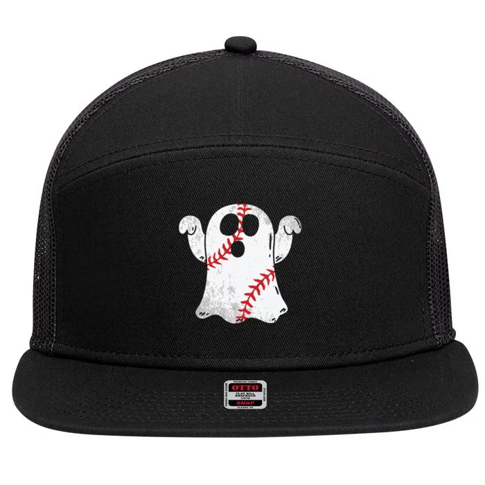 Baseball Ghost Baseball Lover Halloween Costume 7 Panel Mesh Trucker Snapback Hat