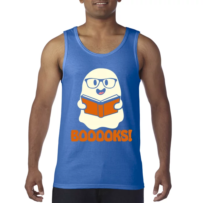 Booooks Ghost Boo Read Books Library Teacher Halloween Cute Gift Tank Top