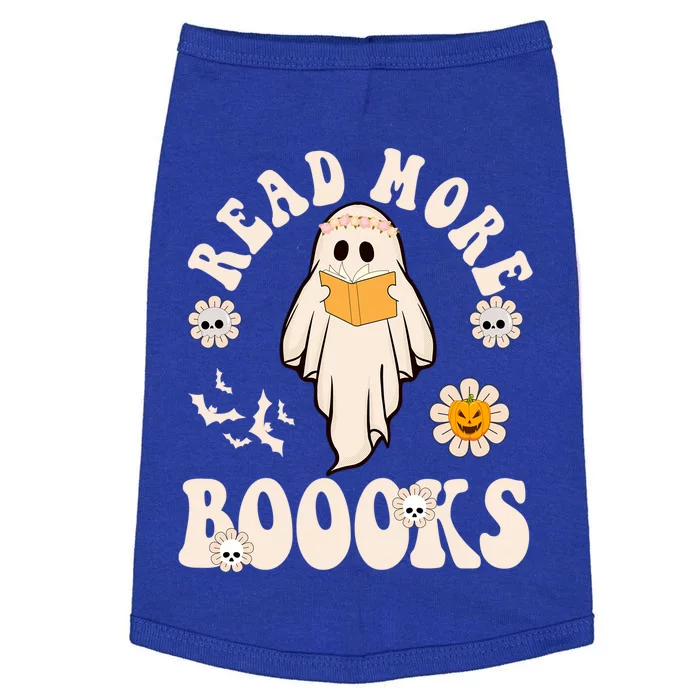 Booooks Ghost Boo Reading Books Library Halloween Teacher Cute Gift Doggie Tank