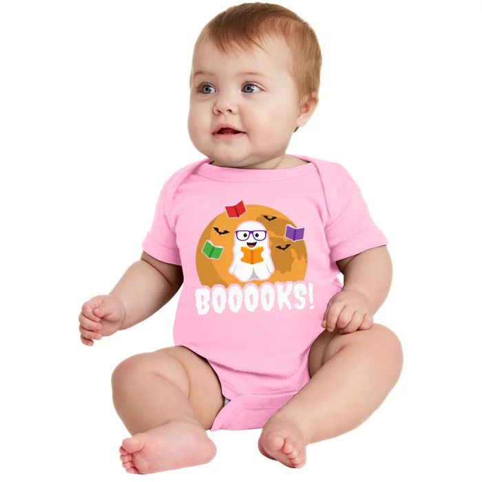 Booooks Ghost Boo Read Books Library Gift Funny Baby Bodysuit