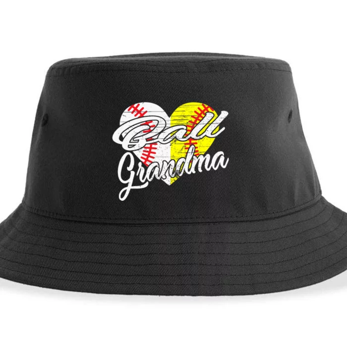 Ball Grandma Baseball Softball Heart Sport Lover Funny Gifts Sustainable Bucket Hat