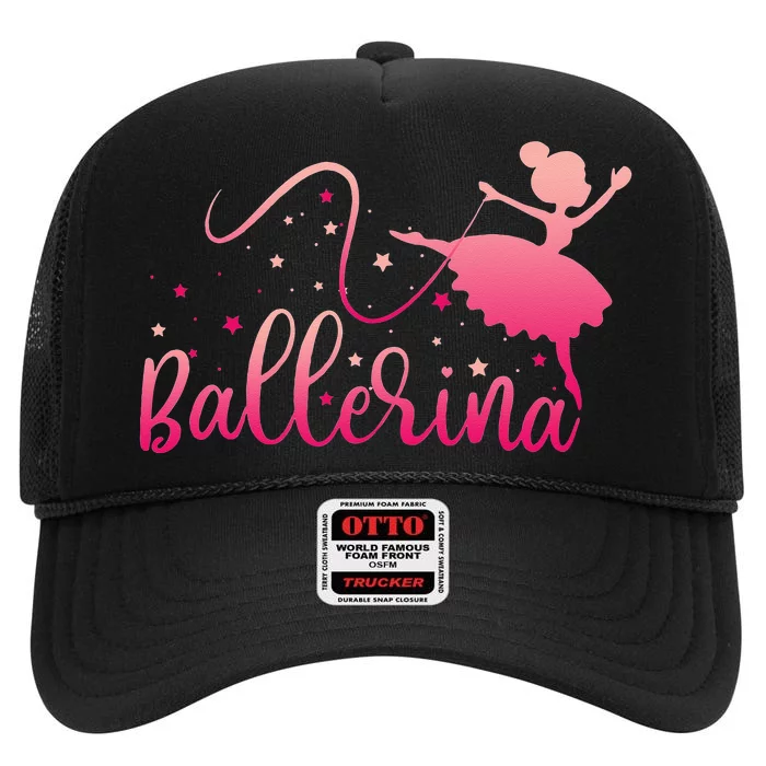 Ballerina Girl Ballet Dance Dancer Lovers High Crown Mesh Trucker Hat