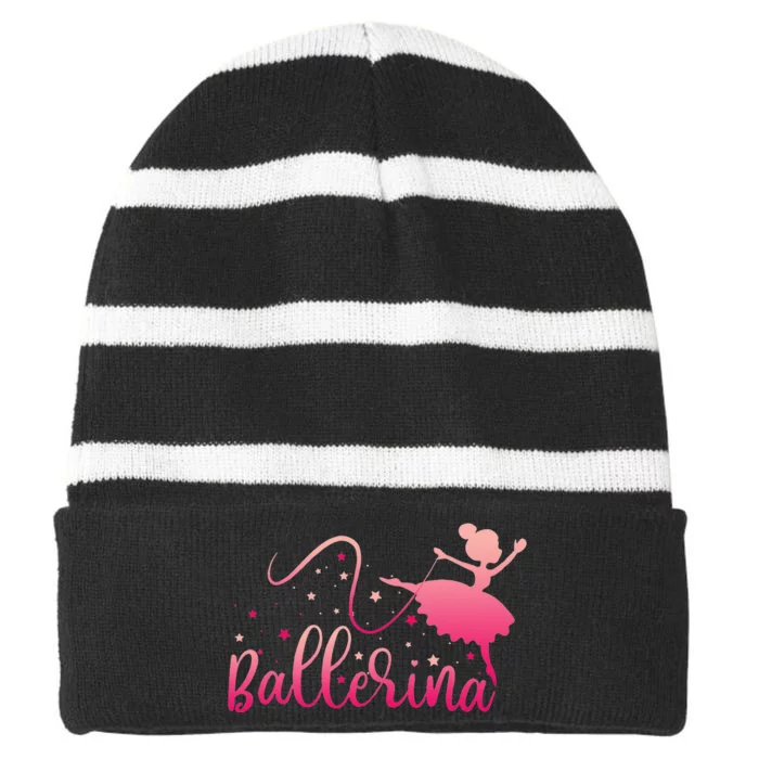 Ballerina Girl Ballet Dance Dancer Lovers Striped Beanie with Solid Band