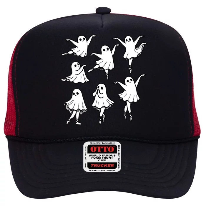 Ballet Ghost Ballet Dancer Spooky Dance Teacher Halloween High Crown Mesh Trucker Hat