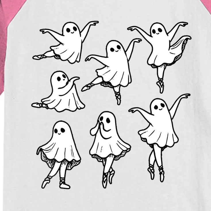 Ballet Ghost Ballet Dancer Spooky Dance Teacher Halloween Kids Colorblock Raglan Jersey