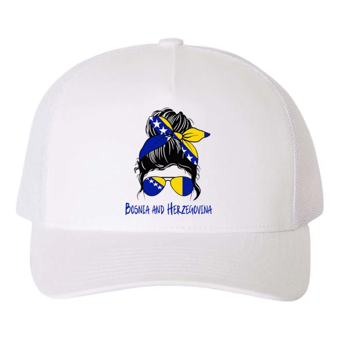 Bosnian Girl Bosniaks girl Bosnia and Herzegovina woman flag Yupoong Adult 5-Panel Trucker Hat