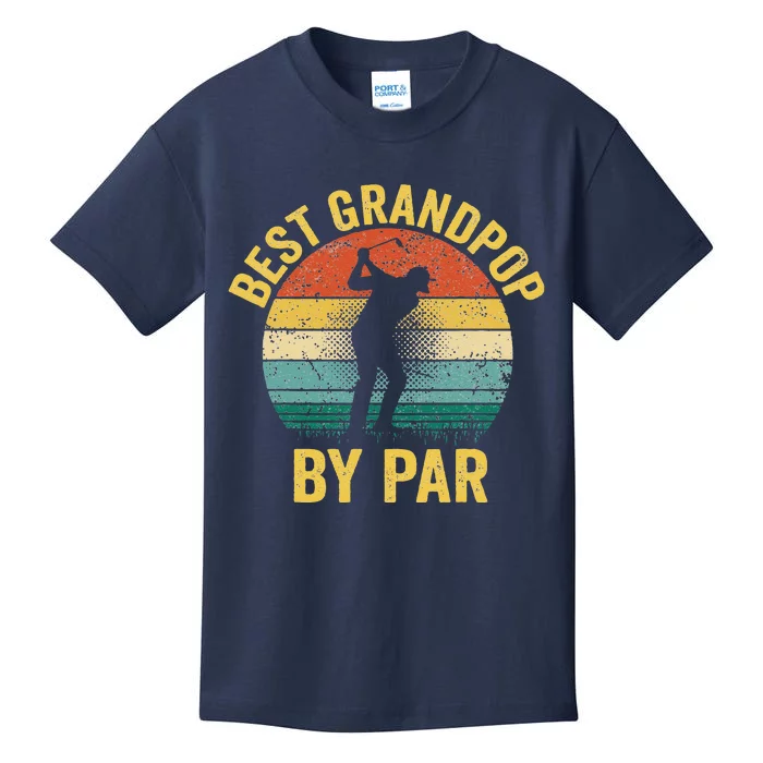 Best Grandpop By Par Fathers Day Golf Gift Grandpa Kids T-Shirt