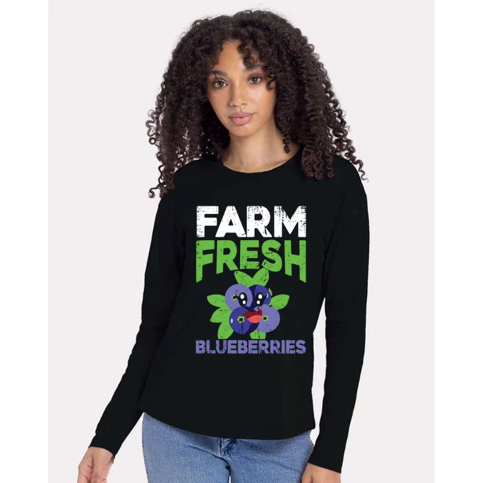 Blueberries Graphics Blueberry Lover Farmer Blueberry Fruit Cool Gift Womens Cotton Relaxed Long Sleeve T-Shirt