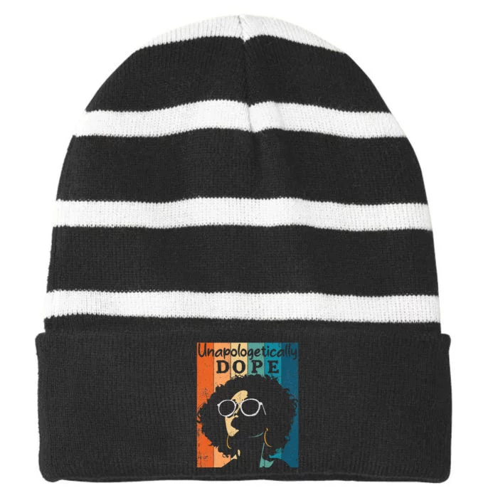 Black Girl Black History & Juneteenth African Heritage Striped Beanie with Solid Band