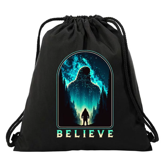 Believe Galactic Bigfoot Milky Way Sasquatch Stars Beautiful Drawstring Bag