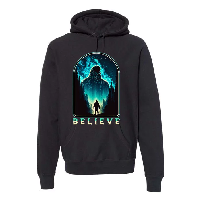 Believe Galactic Bigfoot Milky Way Sasquatch Stars Beautiful Premium Hoodie