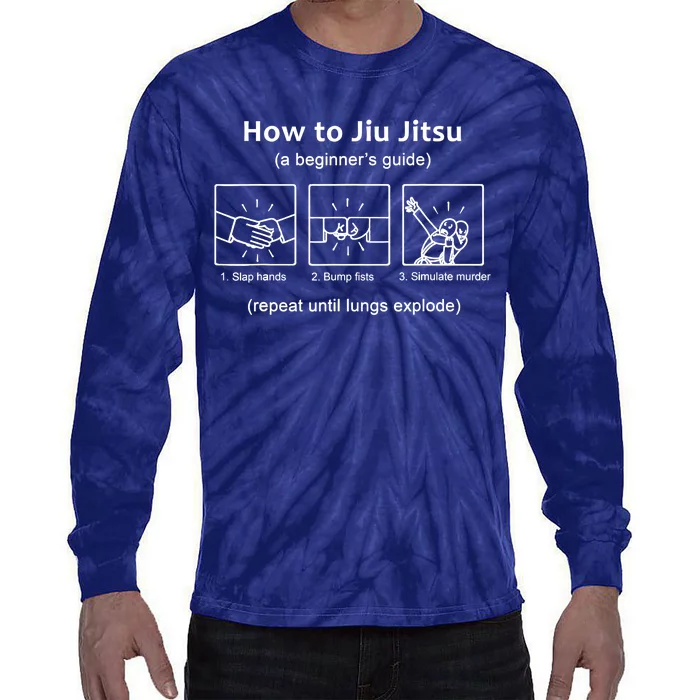 BJJ Gifts Beginner Jiu Jitsu Guide Funny Brazilian Jiu Jitsu Tie-Dye Long Sleeve Shirt