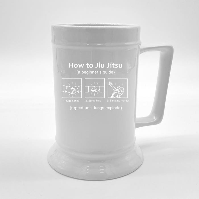 BJJ Gifts Beginner Jiu Jitsu Guide Funny Brazilian Jiu Jitsu Front & Back Beer Stein