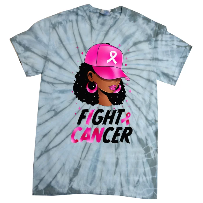 Black Girl Black Woman Breast Cancer Awareness Pink Ribbon Tie-Dye T-Shirt