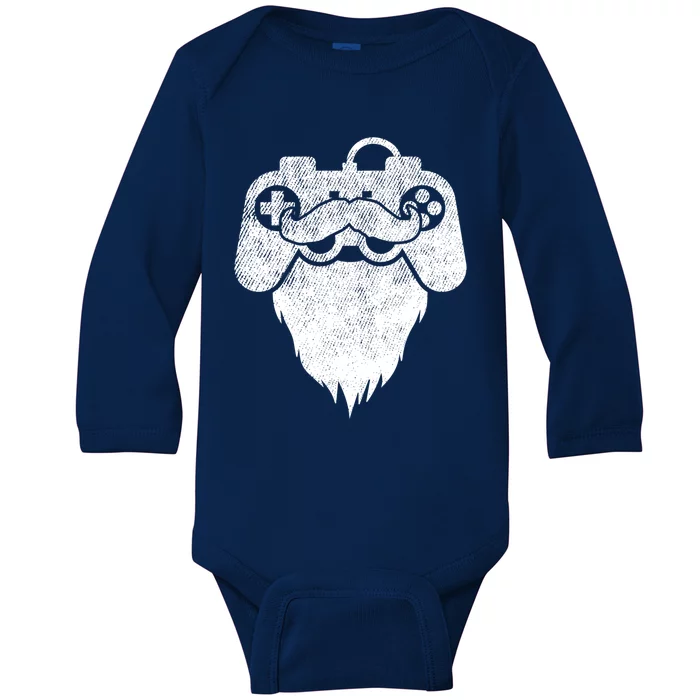 Bearded Gamer Beard Dad Gaming Cool Videogame Controller Gift Baby Long Sleeve Bodysuit