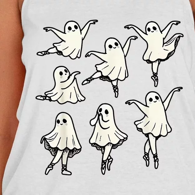 Ballet Ghost Ballet Dancer Spooky Dance Teacher Halloween Women's Knotted Racerback Tank