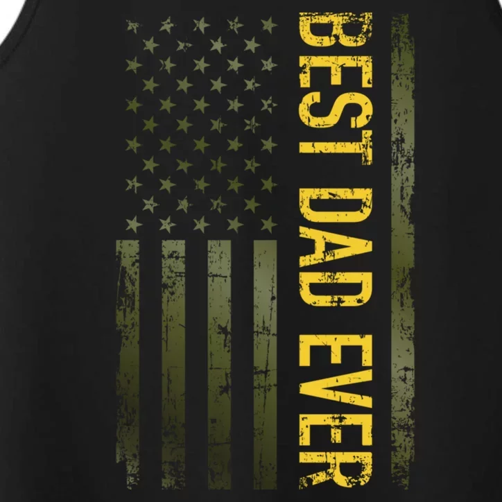 Best Gifts Best Dad Ever American Military Camouflage Flag Performance Tank