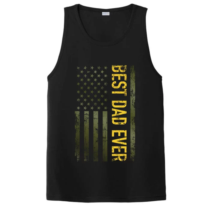 Best Gifts Best Dad Ever American Military Camouflage Flag Performance Tank