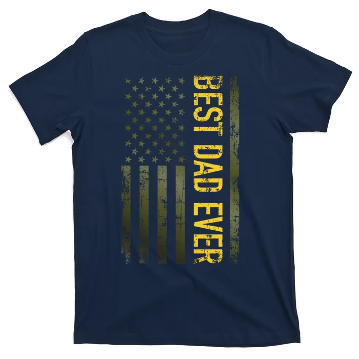 Best Gifts Best Dad Ever American Military Camouflage Flag T-Shirt