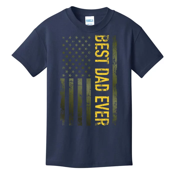 Best Gifts Best Dad Ever American Military Camouflage Flag Kids T-Shirt