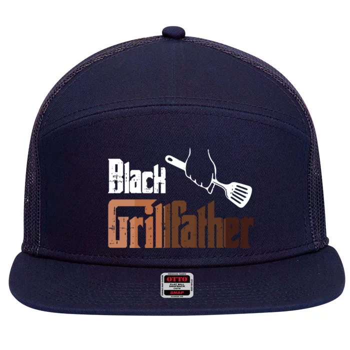 Black Grillfather Black History Month Blm Melanin Bbq Chef Cool Gift 7 Panel Mesh Trucker Snapback Hat