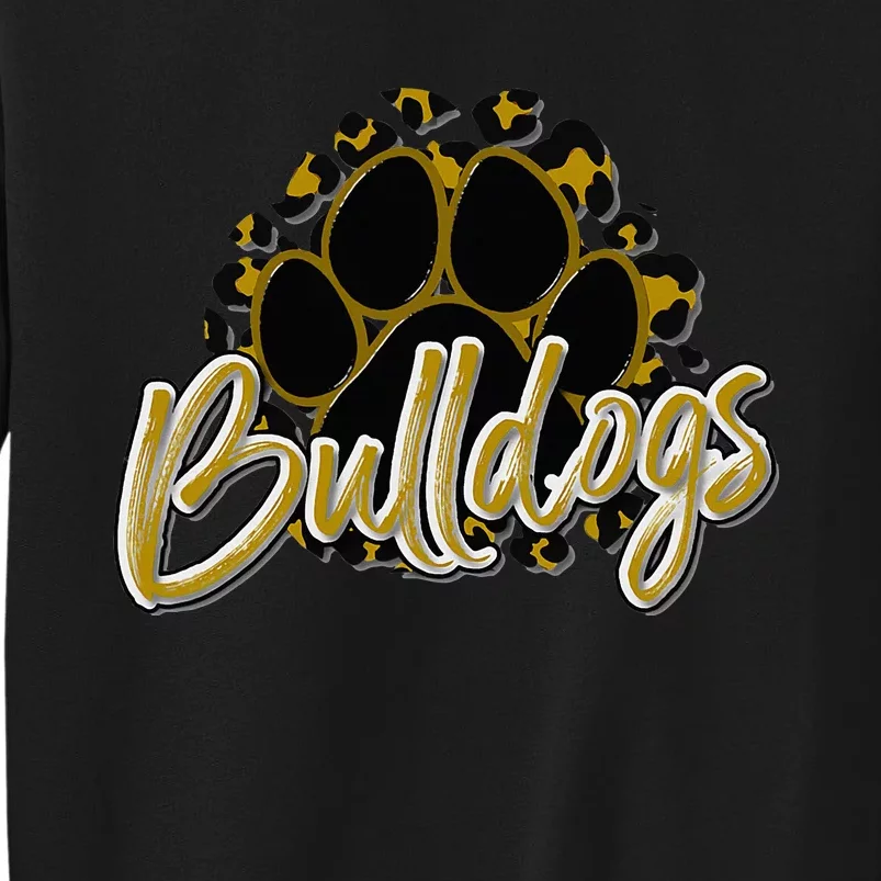 Bulldogs Gold Black Cheetah School Sports Fan Team Spirit Sweatshirt