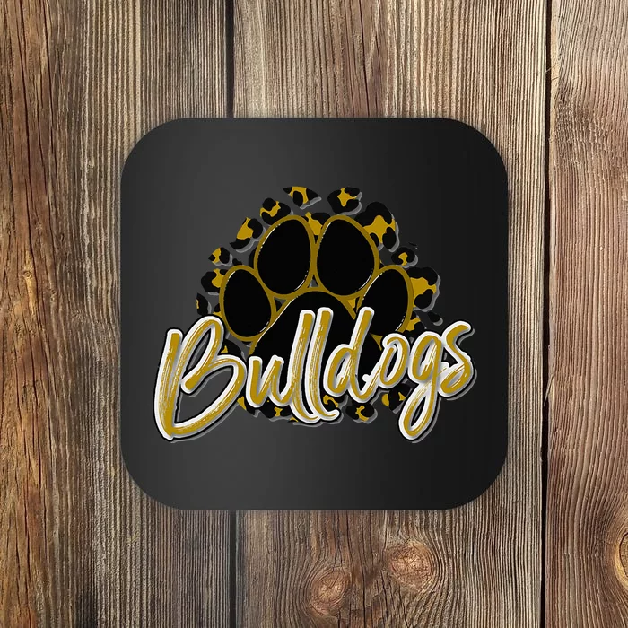 Bulldogs Gold Black Cheetah School Sports Fan Team Spirit Coaster