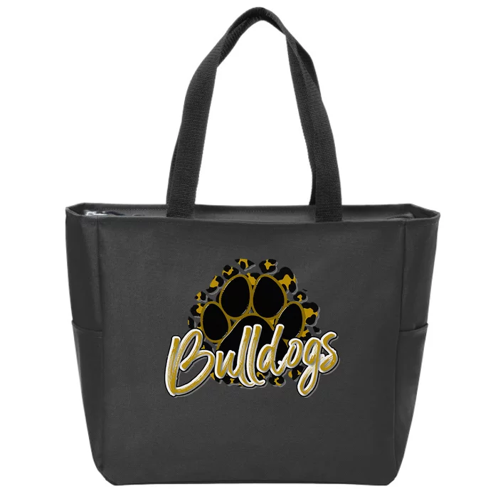 Bulldogs Gold Black Cheetah School Sports Fan Team Spirit Zip Tote Bag