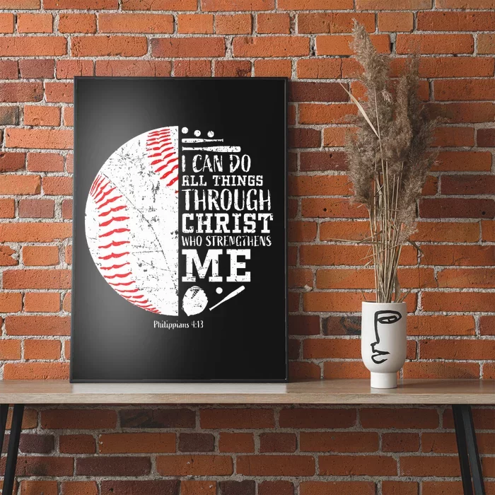 Baseball Gifts Bible Verse Sayings Philippians 413 Poster