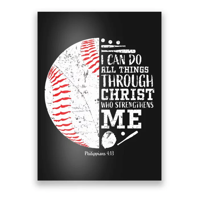 Baseball Gifts Bible Verse Sayings Philippians 413 Poster