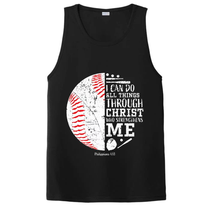 Baseball Gifts Bible Verse Sayings Philippians 413 Performance Tank