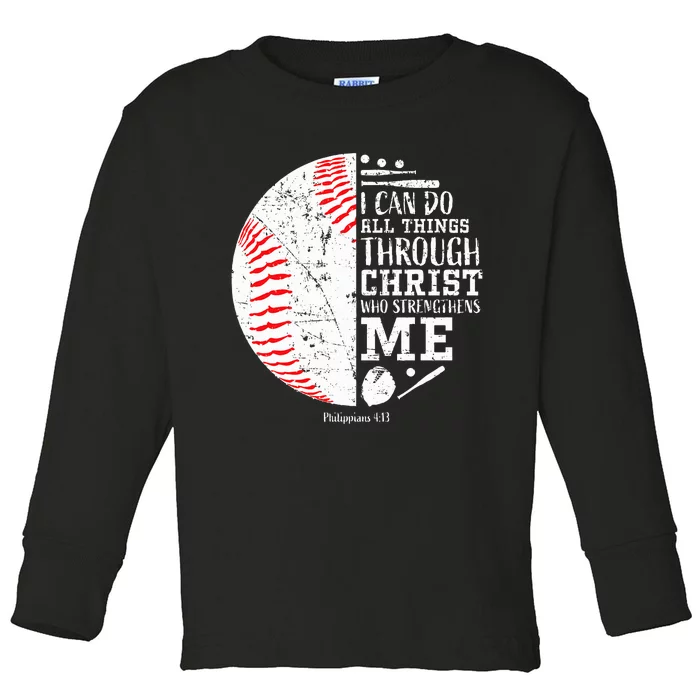 Baseball Gifts Bible Verse Sayings Philippians 413 Toddler Long Sleeve Shirt