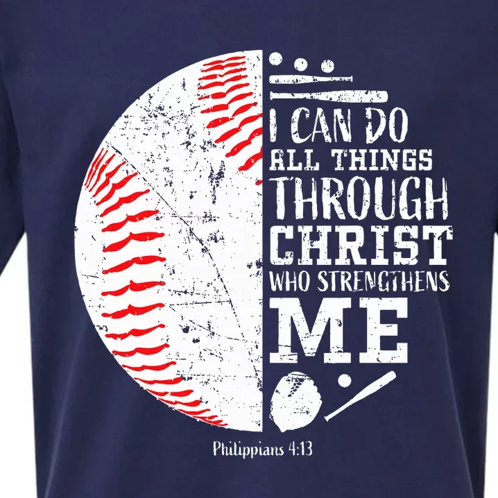 Baseball Gifts Bible Verse Sayings Philippians 413 Sueded Cloud Jersey T-Shirt