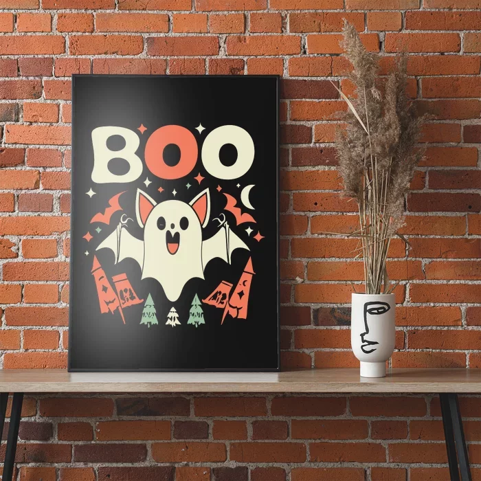 Boo Ghost Bat Retro Vintage Groovy Halloween Poster