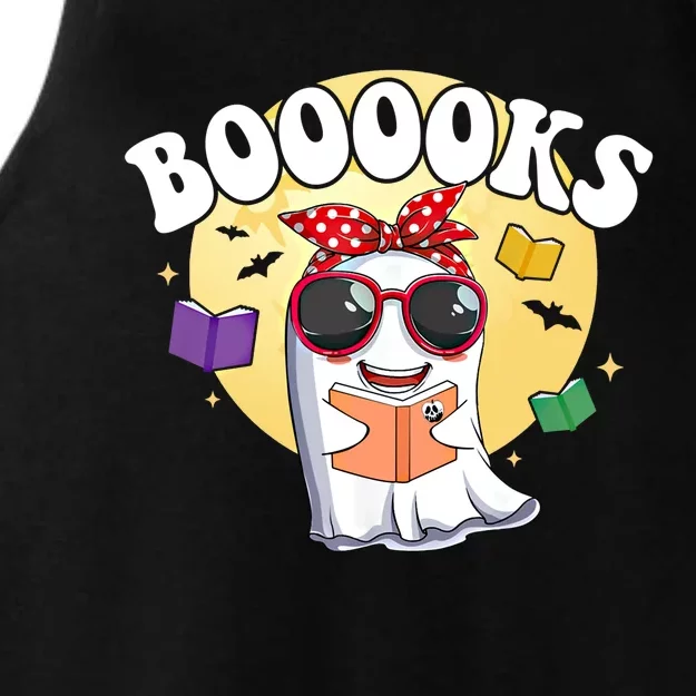 Booooks Ghost Boo Read Books Library Funny Halloween Gift Ladies Tri-Blend Wicking Tank