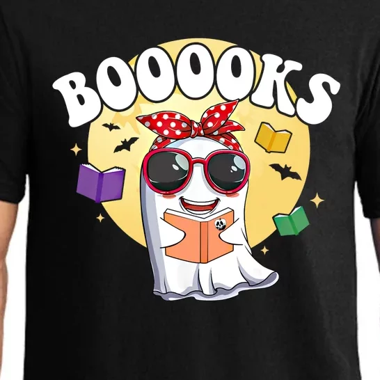 Booooks Ghost Boo Read Books Library Funny Halloween Gift Pajama Set