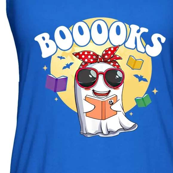 Booooks Ghost Boo Read Books Library Funny Halloween Gift Ladies Essential Flowy Tank