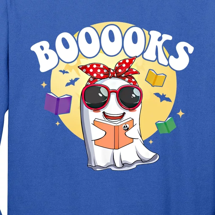 Booooks Ghost Boo Read Books Library Funny Halloween Gift Tall Long Sleeve T-Shirt