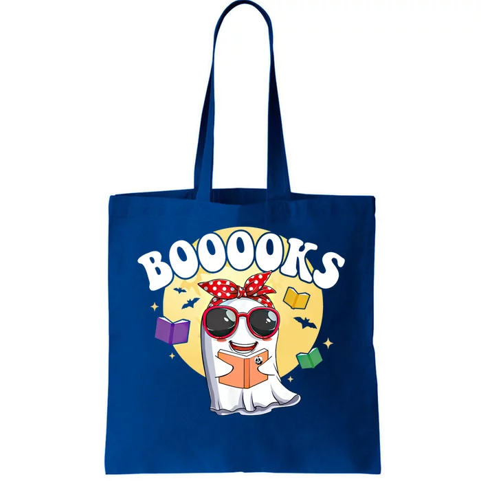 Booooks Ghost Boo Read Books Library Funny Halloween Gift Tote Bag