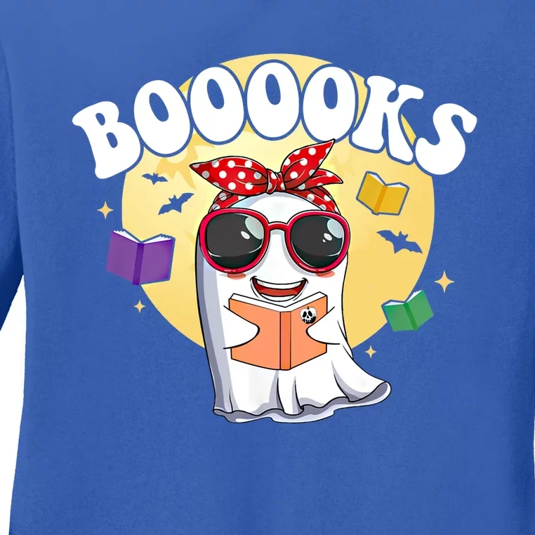 Booooks Ghost Boo Read Books Library Funny Halloween Gift Ladies Long Sleeve Shirt