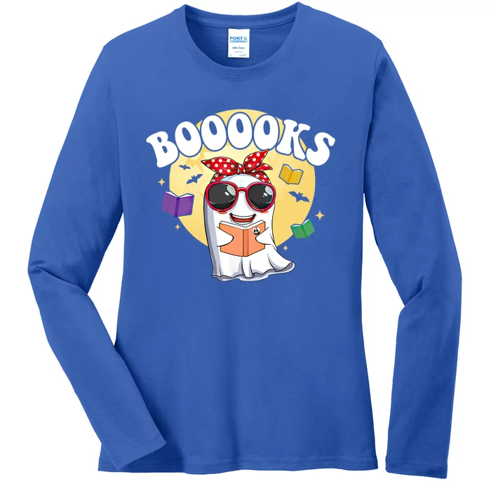 Booooks Ghost Boo Read Books Library Funny Halloween Gift Ladies Long Sleeve Shirt