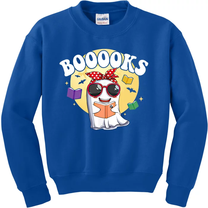 Booooks Ghost Boo Read Books Library Funny Halloween Gift Kids Sweatshirt